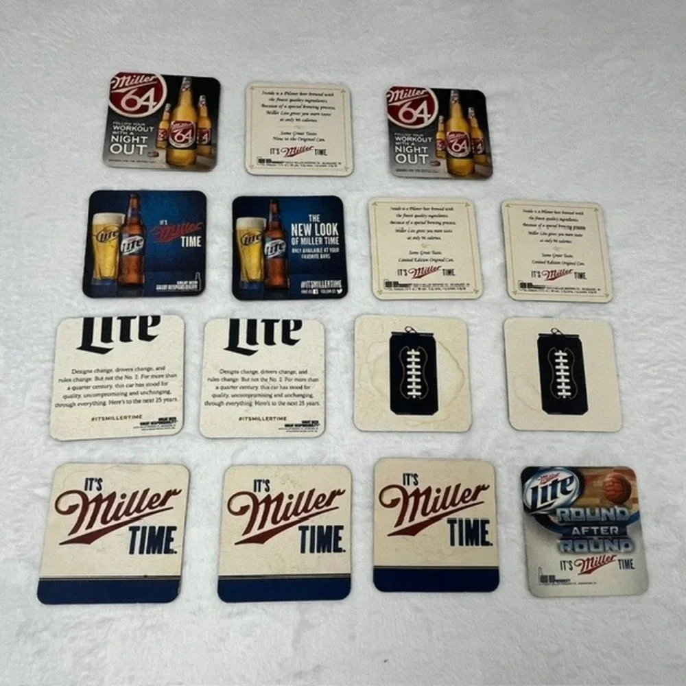 Vintage Miller Lite Coaster Lot 15pc Miller 64 NASCAR Beer Memorabilia Barware